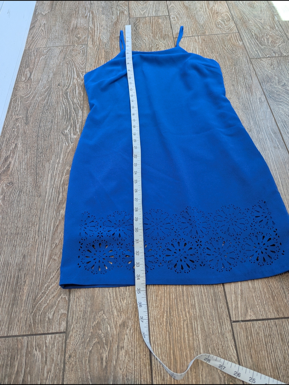 Banana Republic Cobalt Blue Spaghetti-Strap Mini Dress Shift Eyelet Cutout 6P - Picture 11 of 11